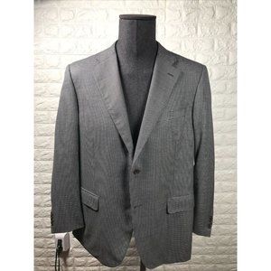 Canali Sport Coat Blazer Houndstooth Wool Navy Jacket Mens 44R Regular